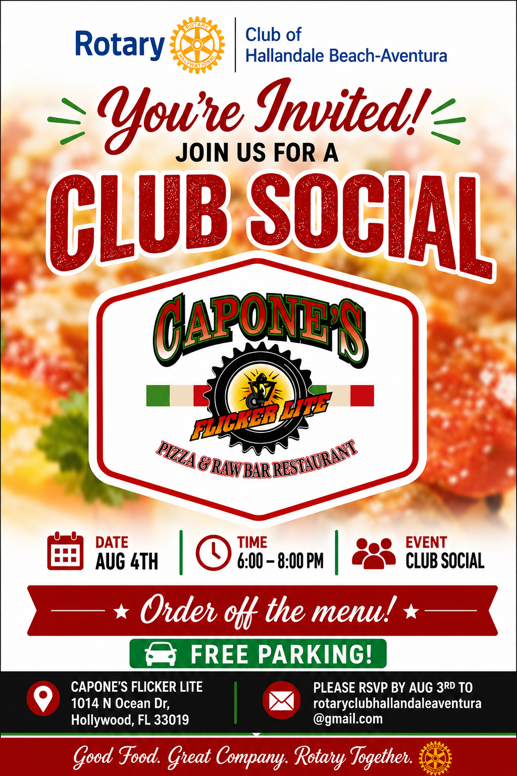 Weekly Club Meeting: Tue., Aug 3, @ 6:00 pm