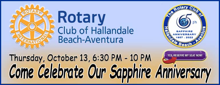 Rotary Club of Hallandale Beach-Aventura 'Sapphire Anniversary Dinner'